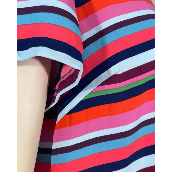 3-FOR-$30 Cynthia Rowley Sz 12 Shift Dress Colorful Striped Silky Exposed Zipper - Picture 6 of 10